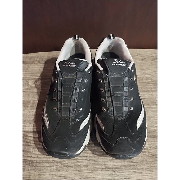 Skechers Shoes D'Lites Black silver Leather Slip On #11591 Women's 9 sparkle - Picture 3 of 10